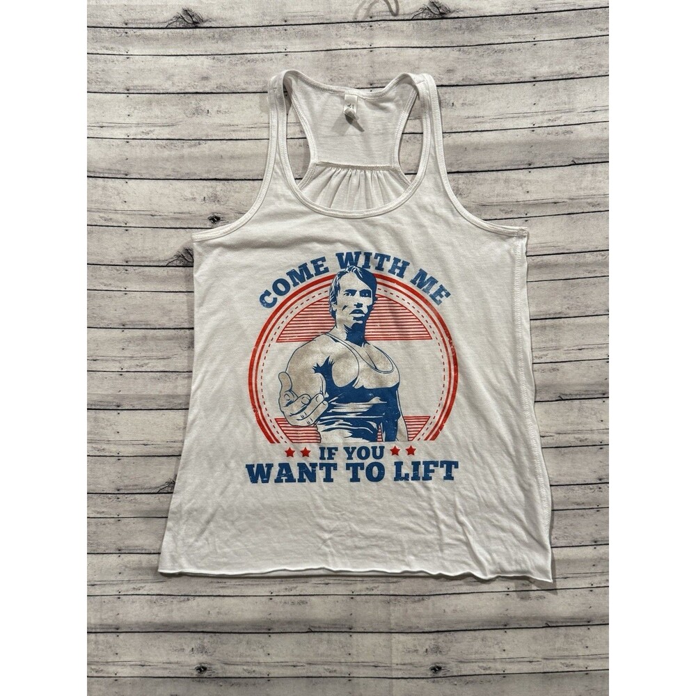 Come with Me If You Want To Lift Arnold Schwarzenegger Gym Womens Tank Top Sz M